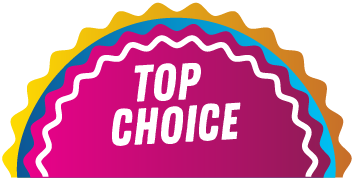 Grafik mit der Aufschrift "Top Choice", die eine hochwertige Produktauswahl kennzeichnet. Ideal für Marketing und Werbung.