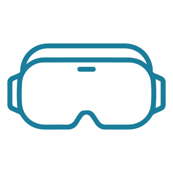 Virtuelle Realität Brille in blauer Umrandung. Ideal für immersive Erlebnisse und Gaming-Anwendungen.